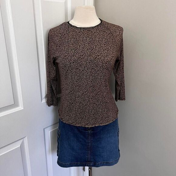KATHIE LEE COLLECTION LEOPARD PRINT 3/4 SLEEVE‎ TOP - Picture 1 of 7